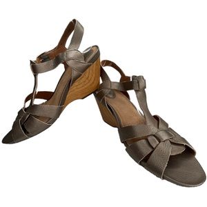 Clarks Artisan Metallic Leather Platform Wedge Women's Sandals 60842 Size 10 M